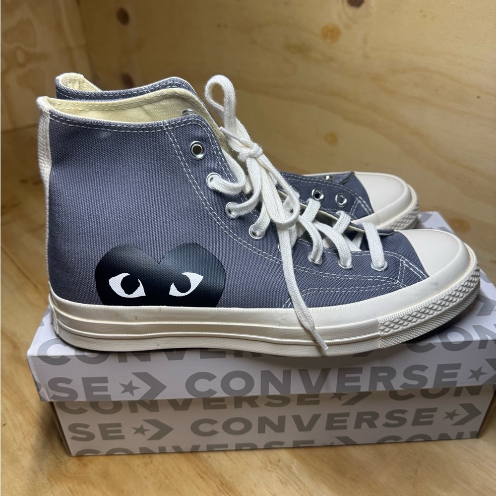Converse Gray High-Top Sneakers with Eye Design